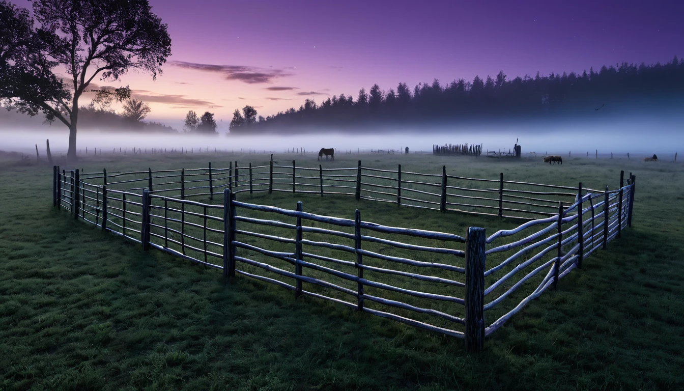Ce înseamnă un vis despre un țarc? 14 Un țarc din lemn, înconjurat de ceață, simbolizând protecție și limite în vis.