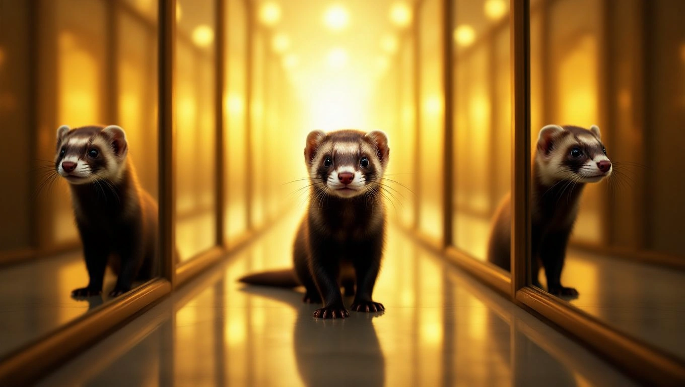 Un dihor zâmbitor stă într-un coridor luminos, simbolizând atenția la intențiile din jur.