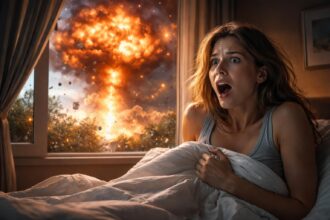 Femeie speriată de o explozie neașteptată în vis
