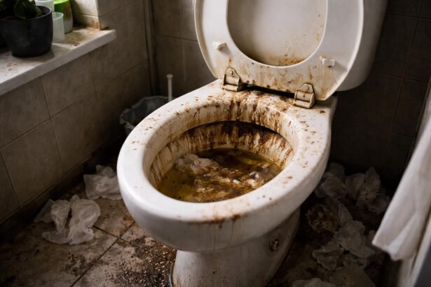 Toaletă murdară simbolizând eliberare emoțională