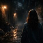 O persoană stând într-un gang întunecat, simbolizând temeri și nesiguranță.