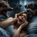 Femeie speriată de câini agresivi în vis