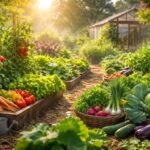 Grădină de legume plină de roade atrăgătoare și sănătoase.