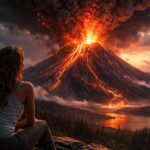 Vulcan în erupție simbolizând emoții intense și schimbări