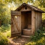 WC de țară în natură, simbolizând purificare emoțională.