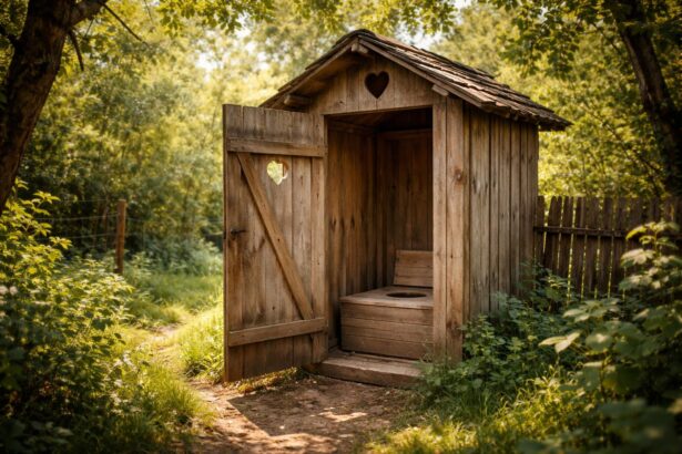 WC de țară în natură, simbolizând purificare emoțională.