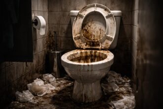 WC murdar simbolizând nevoia de curățare emoțională