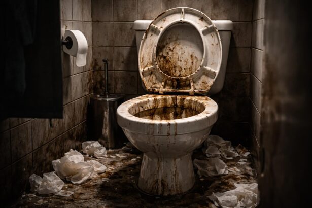 WC murdar simbolizând nevoia de curățare emoțională